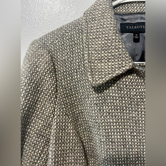 Talbots Tweed Wool Blend Asymmetrical Moto Blazer - Size 10 - Picture 5 of 10